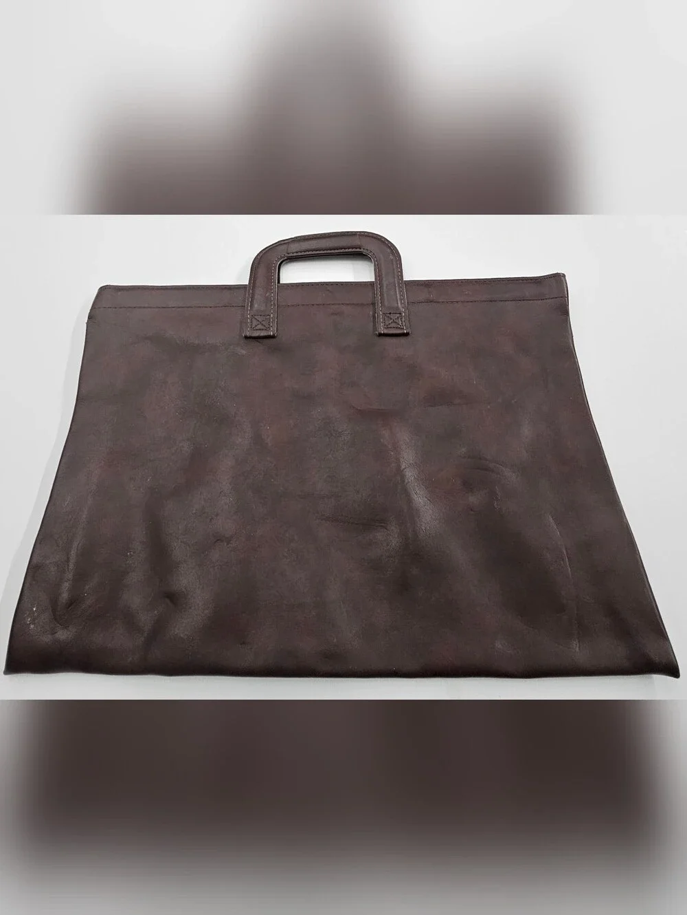 Vintage UPS Leather Portfolio Briefcase Brown Document Bag Shield Logo 70s/80s